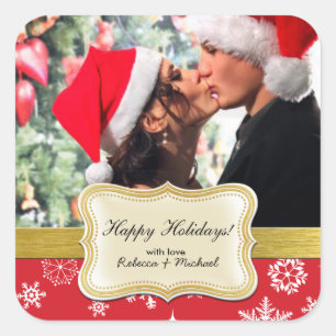 Personalized Happy Holiday Photo Christmas Sticker