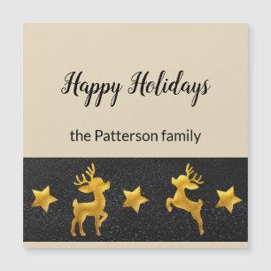 Personalized Happy Holiday with Golden Reindeer