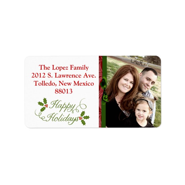 Personalized Happy Holidays Christma Mailing Label (Front)