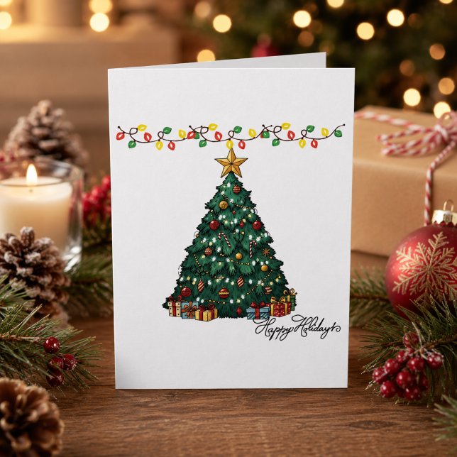 Personalized Happy Holidays Christmas Tree  Card (Creator Uploaded)