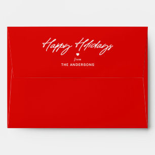 Personalized Happy Holidays Custom Name Red Envelope