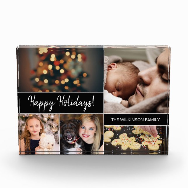 Personalized "Happy Holidays" Family Photo Block C (Front)