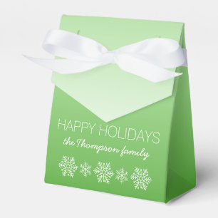 Personalized Happy Holidays Green Ombre Favor Box