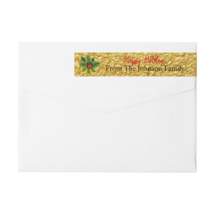 Personalized Happy Holidays Holly Address Wrap Around Label