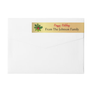 Personalized Happy Holidays Holly Return Address Wrap Around Label