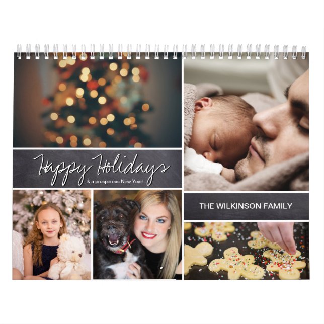Personalized Happy Holidays, New Year, Photo Calendar (Cover)
