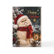 Personalized Happy Holidays Persian Cat Christmas