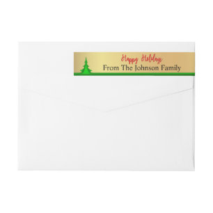 Personalized Happy Holidays Tree Return Address Wrap Around Label