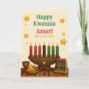 Personalized Happy Kwanzaa My Little Star Kids Holiday Card