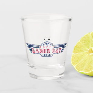 Personalized Happy Labor Day Shot Glass