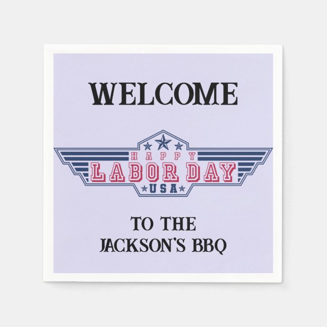 Personalized Happy Labour Day Napkin (Front)