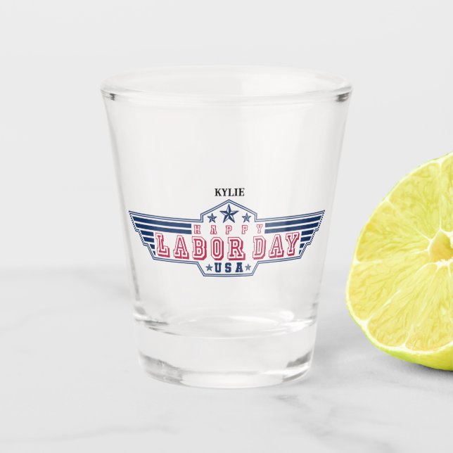 Personalized Happy Labour Day Shot Glass (Front)