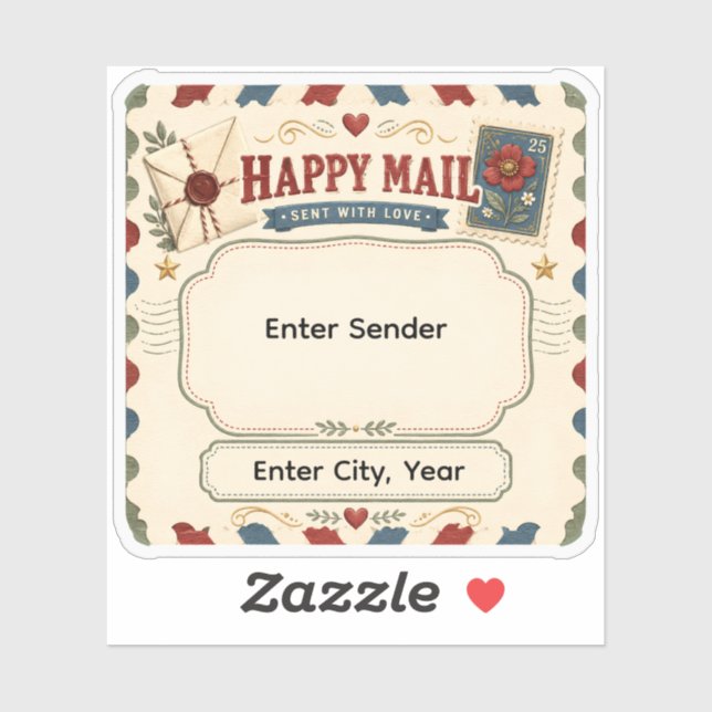 Personalized Happy Mail Pen Pal Envelope Seal Cust (Sheet)