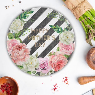Personalized Happy Mother’s Day Pink Floral Custom Cutting Board