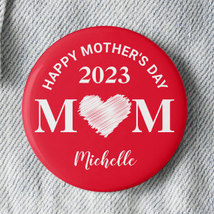 Personalized Happy Mother's Day Pin (Red)
