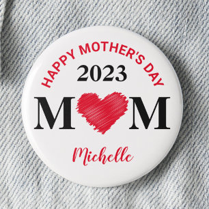 Personalized Happy Mother's Day Pin (Red)