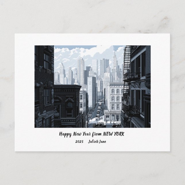 Personalized Happy New Year 2025 New York Holiday Postcard (Front)