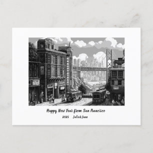 Personalized Happy New Year 2025 San Francisco Holiday Postcard