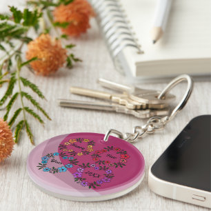 PERSONALIZED HAPPY NEW YEAR 20XX & FLOWERS WREATHS KEYCHAIN
