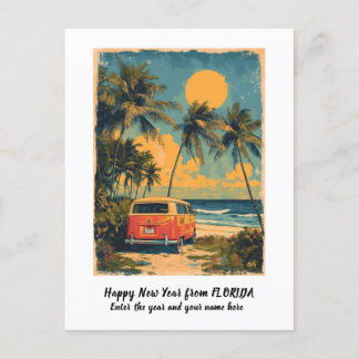Personalized Happy New Year Florida Palm Tree Holiday Postcard