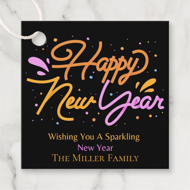 Personalized Happy New Year Gift Tag, Favour Tag (Front)