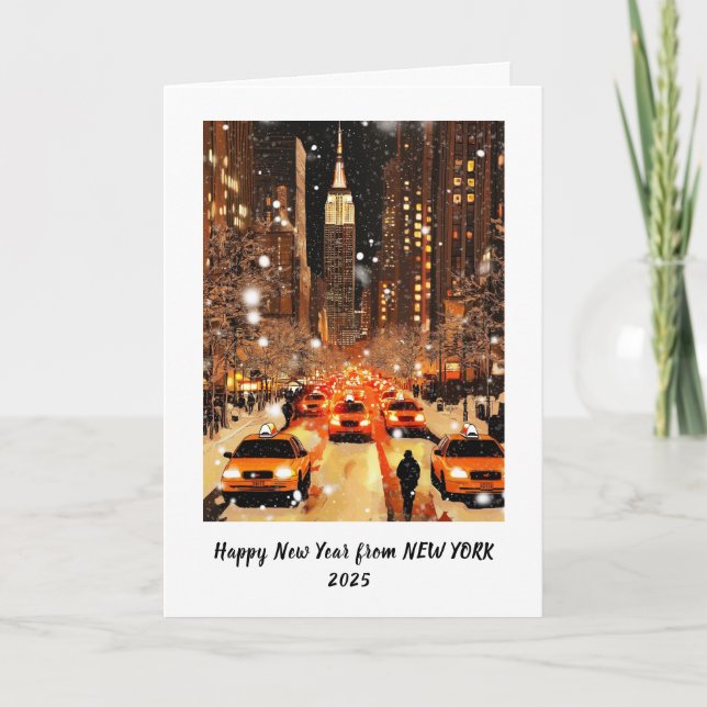 Personalized Happy New Year Manhattan New York Holiday Card (Front)