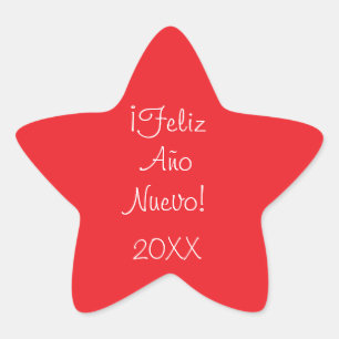 Personalized Happy New Year Red & White Stickers