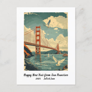 Personalized Happy New Year San Francisco Holiday Postcard