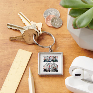 Personalized Happy New Year Script 4 collage photo Keychain