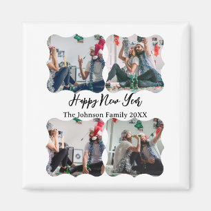 Personalized Happy New Year Script 4 collage photo Magnet