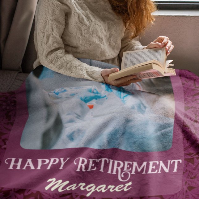 Personalized Happy Nurse Retirement Gifts Fleece Blanket (Nurse Retirement Gifts)