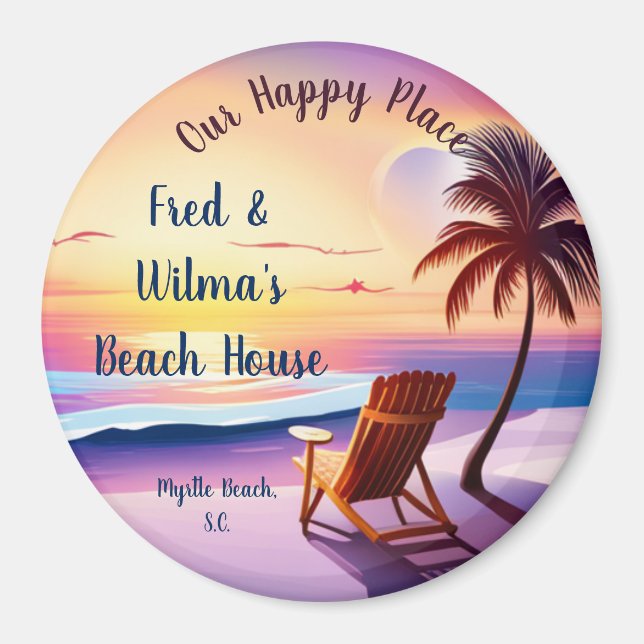 Personalized Happy Place Custom Location   Magnet (Front)