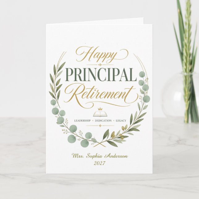 Personalized Happy Principal Retirement Gift Card (Front)
