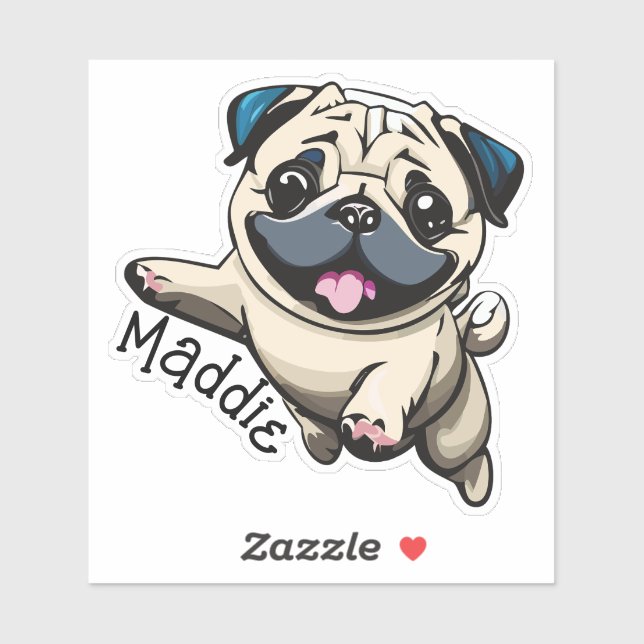 Personalized Happy Puppy Pug Jumping (Sheet)