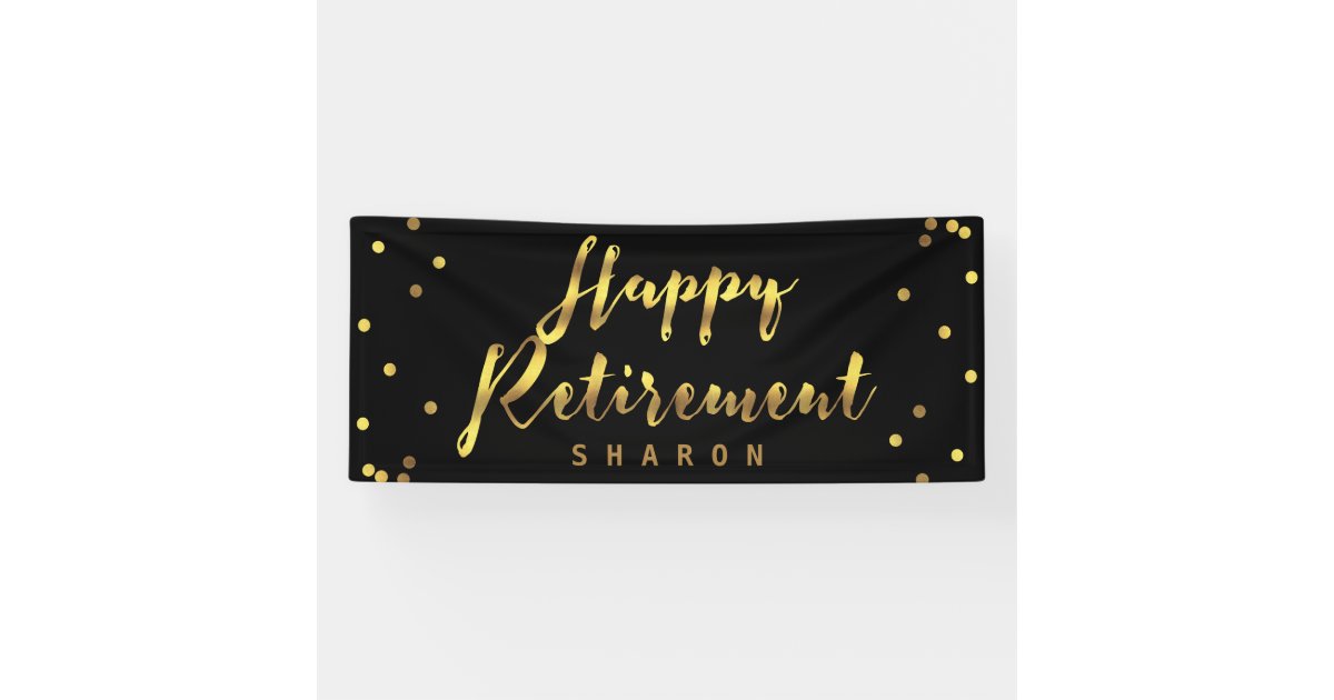 Personalized Happy Retirement Faux Gold Confetti Banner Zazzle