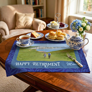 Personalized Happy Retirement Gifts for Mom Blue Kitchen Towel