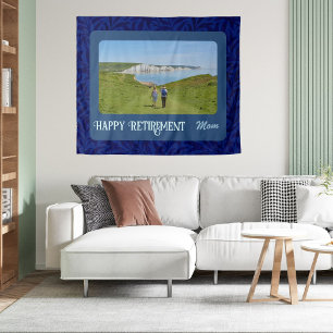 Personalized Happy Retirement Gifts for Mom Blue Tapestry