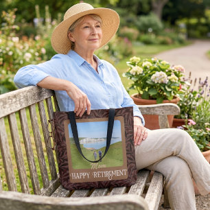 Personalized Happy Retirement Gifts for Mom Brown Tote Bag