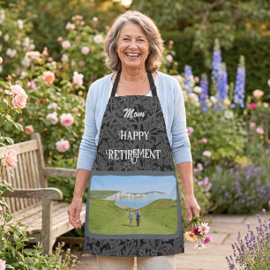 Personalized Happy Retirement Gifts for Mom Gray Apron