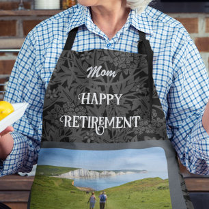 Personalized Happy Retirement Gifts for Mom Gray Apron