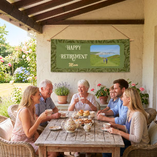 Personalized Happy Retirement Gifts for Mom Green Banner