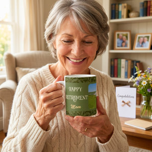 Personalized Happy Retirement Gifts for Mom Green Coffee Mug