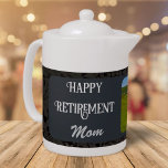 Personalized Happy Retirement Gifts for Mom Grey<br><div class="desc">Pouring love and warmth into every cup, our Personalized Happy Retirement Gifts for Mom teapot is the perfect way to show your appreciation for all she's done. With the ability to customize it with your heartfelt message and cherished photo, this teapot is not just a vessel for tea but a...</div>