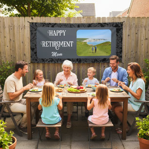 Personalized Happy Retirement Gifts for Mom Grey Banner