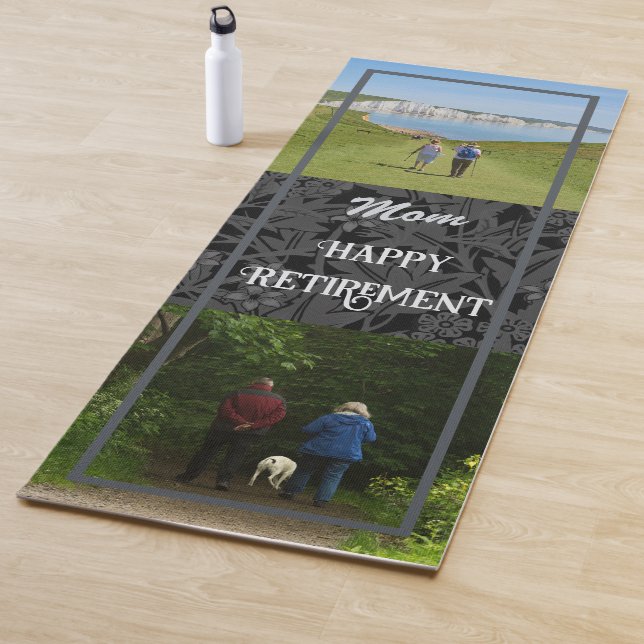 Personalized Happy Retirement Gifts for Mom Grey Yoga Mat (In Situ)