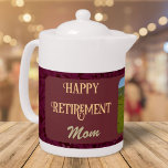 Personalized Happy Retirement Gifts for Mom Red<br><div class="desc">Pouring love and warmth into every cup, our Personalized Happy Retirement Gifts for Mom teapot is the perfect way to show your appreciation for all she's done. With the ability to customize it with your heartfelt message and cherished photo, this teapot is not just a vessel for tea but a...</div>