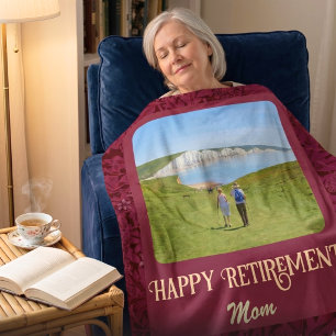 Personalized Happy Retirement Gifts for Mom Red Fleece Blanket