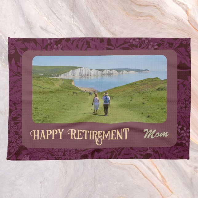 Personalized Happy Retirement Gifts for Mom Red Kitchen Towel (Creator Uploaded)