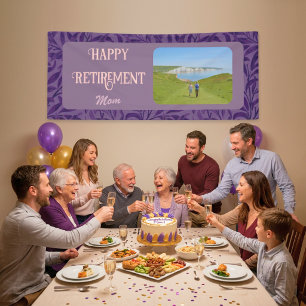 Personalized Happy Retirement Gifts for Mom Violet Banner