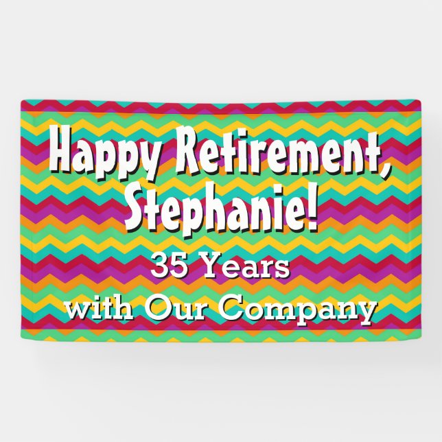 Personalized Happy Retirement Party Banner (Horizontal)